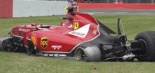 A Ferrari de Kimi após o acidente (Foto Sky TV)