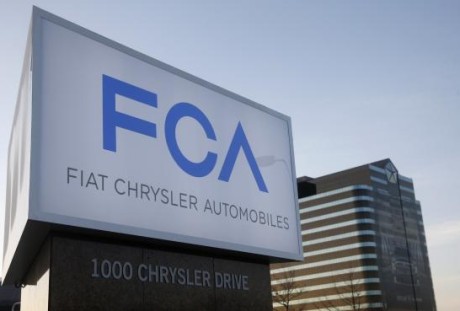A new Fiat Chrysler Automobiles sign is pictured after being unveiled at Chrysler Group World Headquarters in Auburn Hills, Michigan