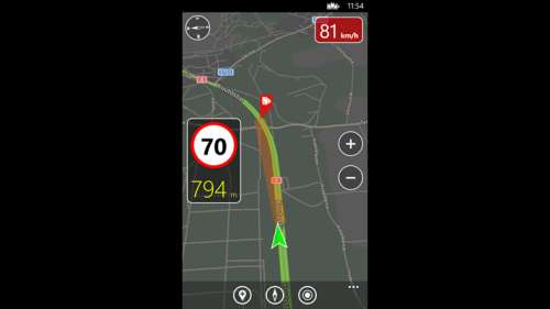 Tela do aplicativo Speedtrap Alert para Windows Phone