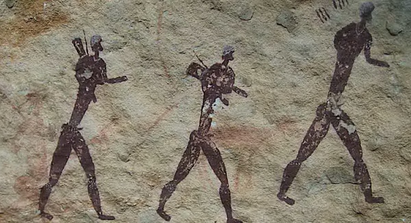 Nômades caminhando em pintura primitiva (foto: Wikipedia)