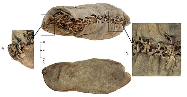 O sapato de couro mais antigo que se tem notícia, de 5.500 anos (foto: wiki)