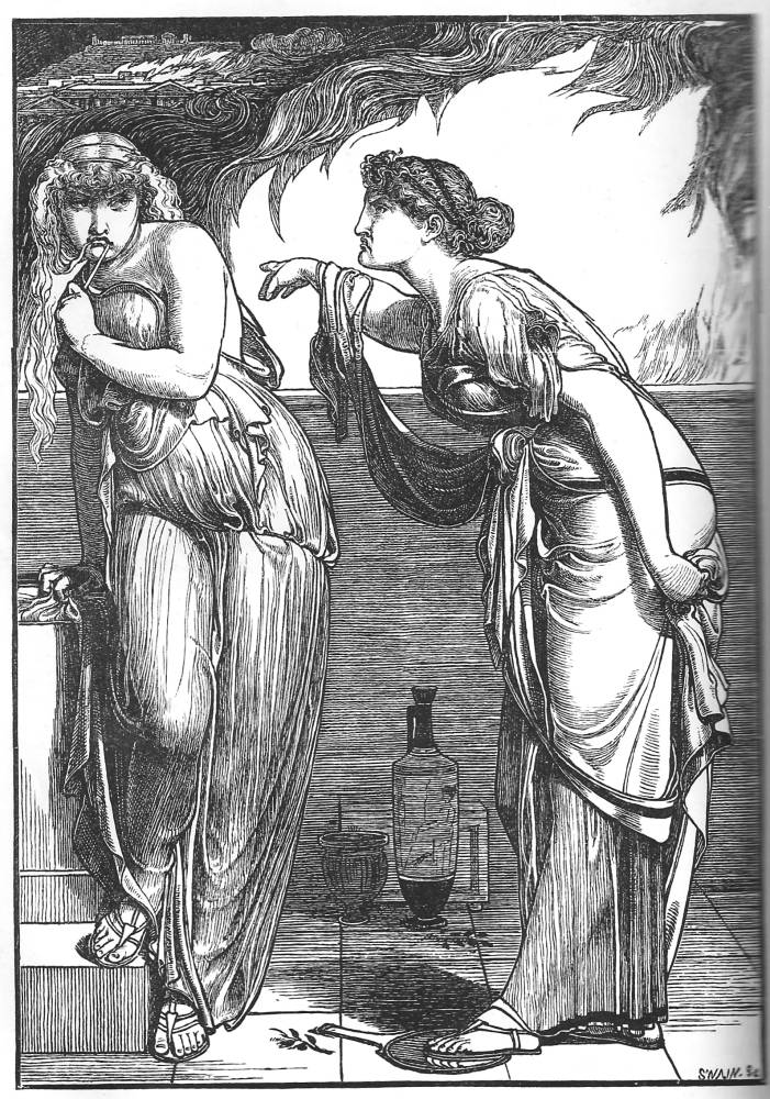 Cassandra acusa Helena pela destruição de Troia 